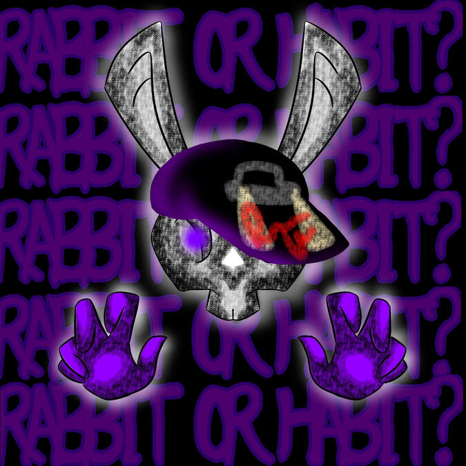 RABBIT OR HABIT?: Full detail background, airbrush shading, full color
